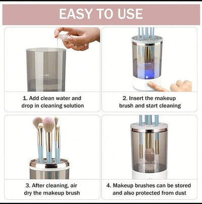 3-in-1 Automatic Makeup Brush Cleaning and Drying Stand - Keep Your Brushes Fresh and Ready to Use!